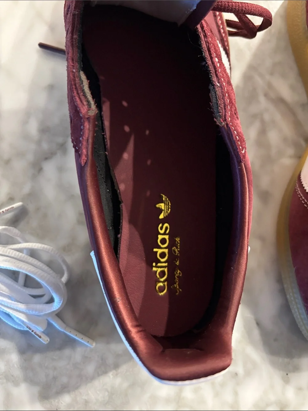 adidas Sporty and Rich Spezial Shoes ,Burgundy with White Stripes, 9M